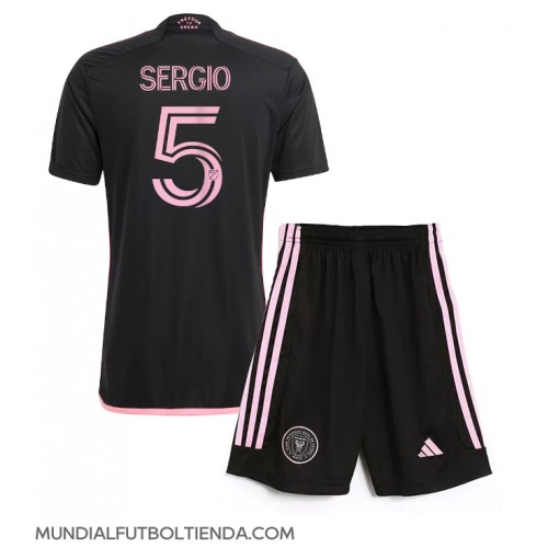 Camiseta Inter Miami Sergio Busquets #5 Segunda Equipación Replica 2024-25 para niños mangas cortas (+ Pantalones cortos)